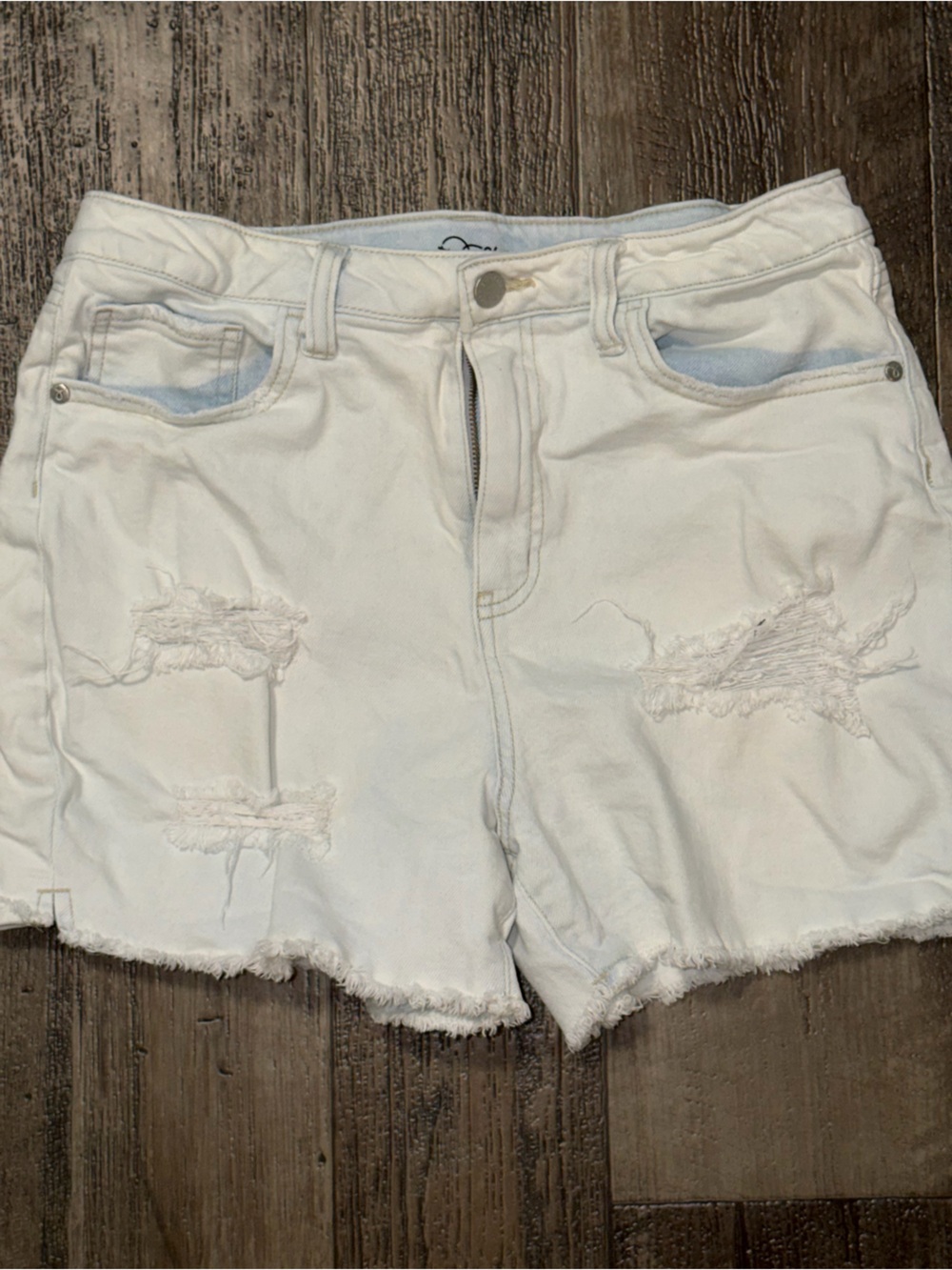 art class White Distressed Cutoff Jean Shorts